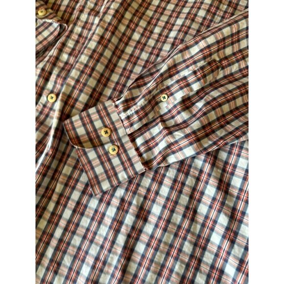 Peter Millar Men's XXL Plaid Button-Down Shirt Long Sleeve 100% Cotton Blue & Re - Picture 3 of 4